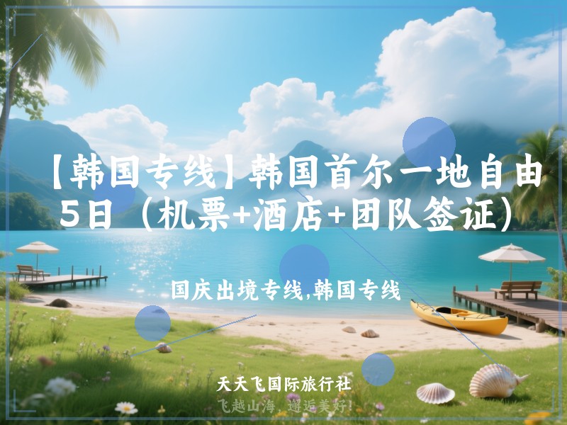 【韩国专线】韩国首尔一地自由行5日（机票+酒店+团队签证）