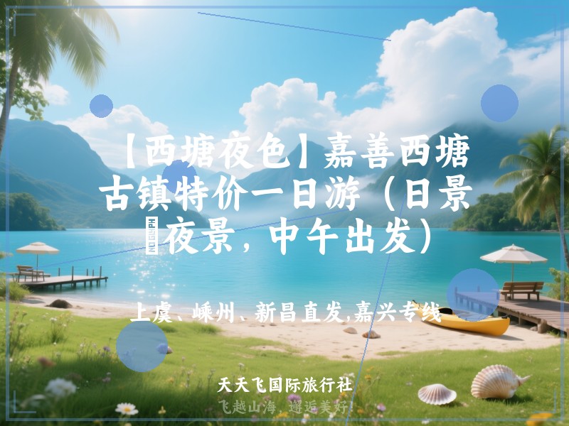 【西塘夜色】嘉善西塘古镇特价一日游（日景﹢夜景，中午出发）