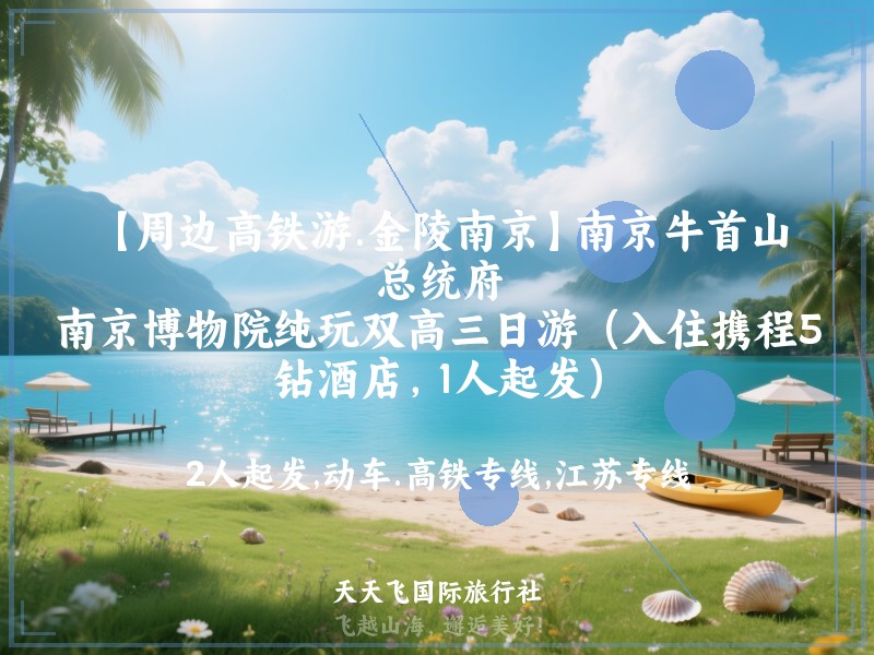 【周边高铁游.金陵南京】南京牛首山、总统府、南京博物院纯玩双高三日游（入住携程5钻酒店，1人起发）